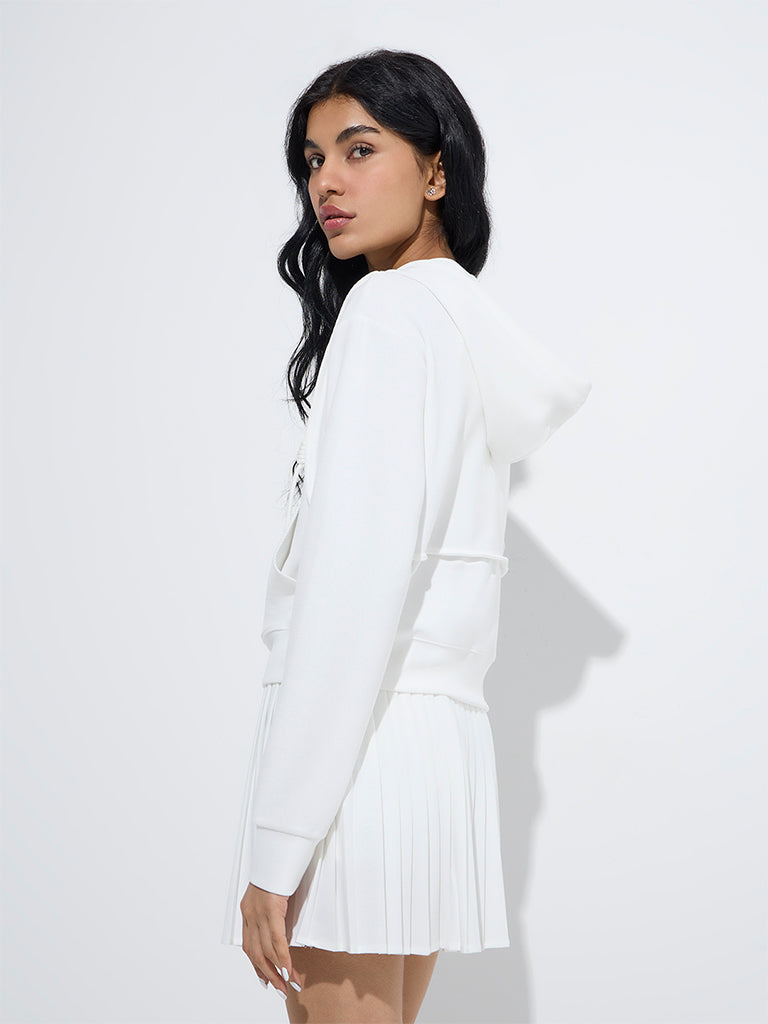 Studiofit White Ribbed-Textured Jacket - Image 4