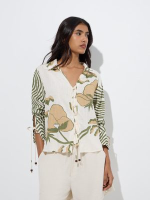 LOV Off-White Floral Printed Blouse