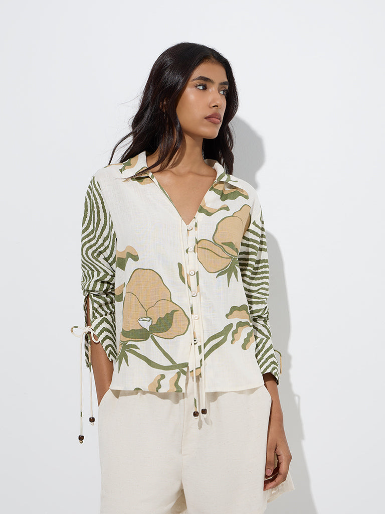 LOV Off-White Floral Printed Blouse