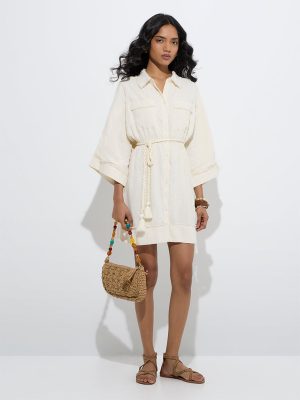 LOV Off-White Shirt Dress with Belt
