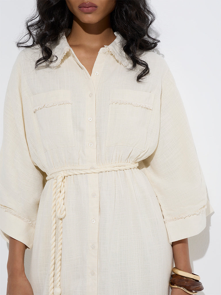 LOV Off-White Shirt Dress with Belt - Image 3