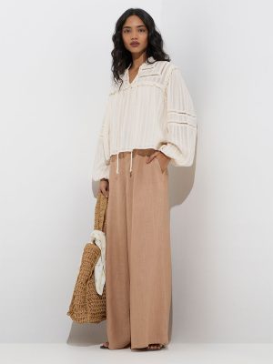 LOV Beige High-Rise Trousers with Belt