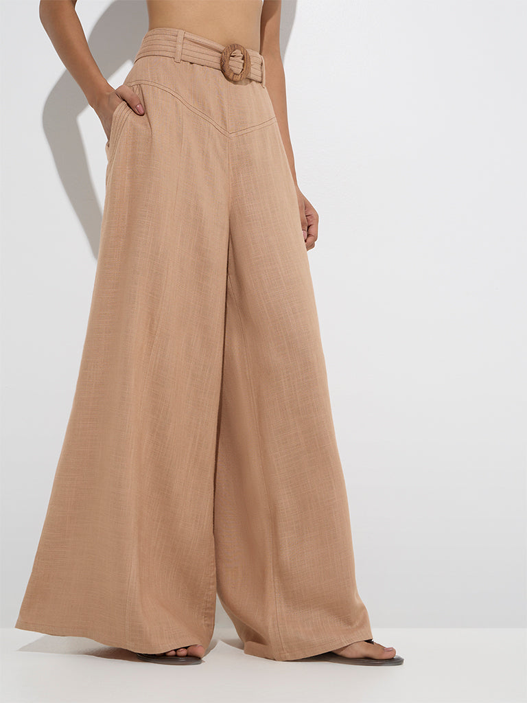 LOV Beige High-Rise Trousers with Belt - Image 2