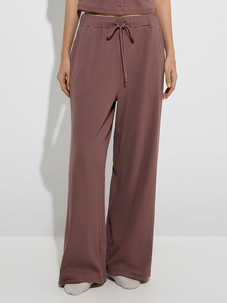 Superstar Brown Textured High-Rise Cotton-Blend Pants - Image 2