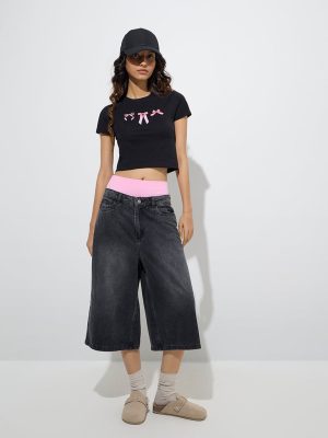 Superstar Black Bow Detailed Cotton-Blend T-Shirt