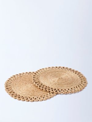 Westside Home Beige Woven-Textured Placemats (Set of 2)