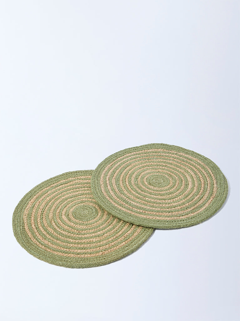 Westside Home Green Spiral Design Placemats (Set of 2)