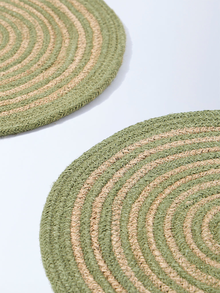 Westside Home Green Spiral Design Placemats (Set of 2) - Image 2