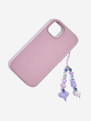 Studiowest Purple Beaded Heart Phone Charm