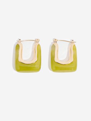 Westside Accessories Green & Gold Hoop Earrings