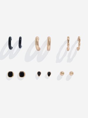 Westside Accessories Gold and Black Assorted Earring Set - Pack of 6