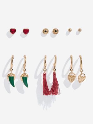 Westside Accessories Multicolour Assorted Stud and Hoop Earring Set- Pack of 6