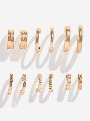 Westside Accessories Gold Multiple Hoop Earrings Set - Pack of 6