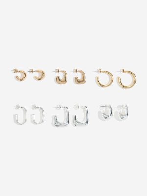 Westside Accessories Gold & Silver Multi Hoop Earrings Set - Pack of 6