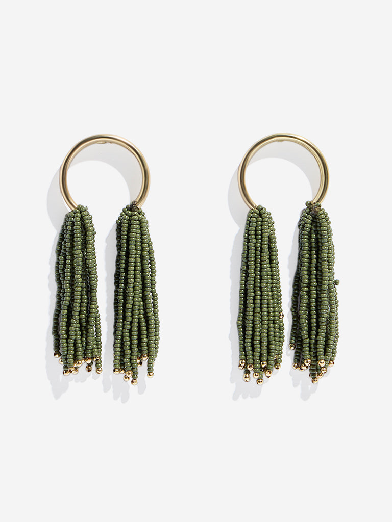 Westside Accessories Green Beaded Dangler Earrings