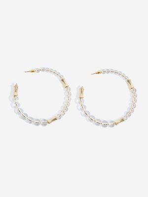 Westside Accessories Clear Beaded Hoop Earrings
