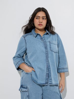 Gia Light Blue Faded Denim Shirt