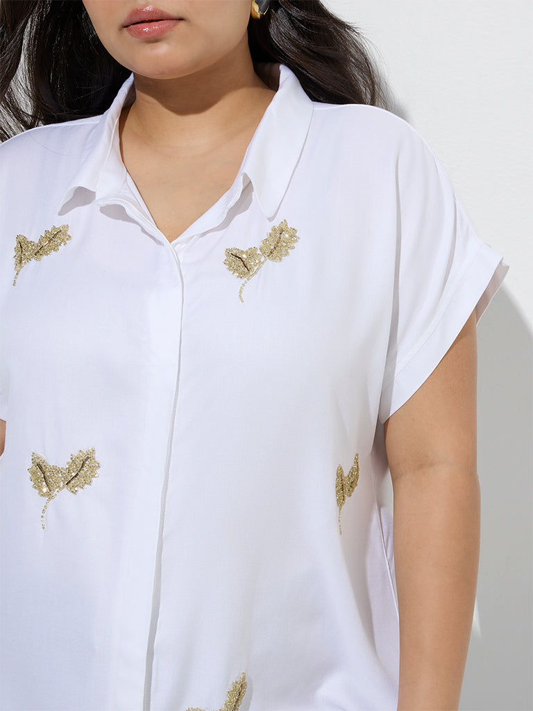 Gia White Embellished Shirt - Image 3
