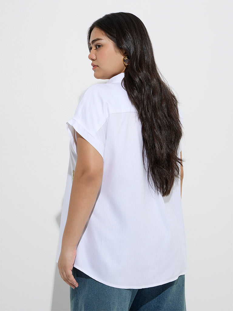 Gia White Embellished Shirt - Image 4