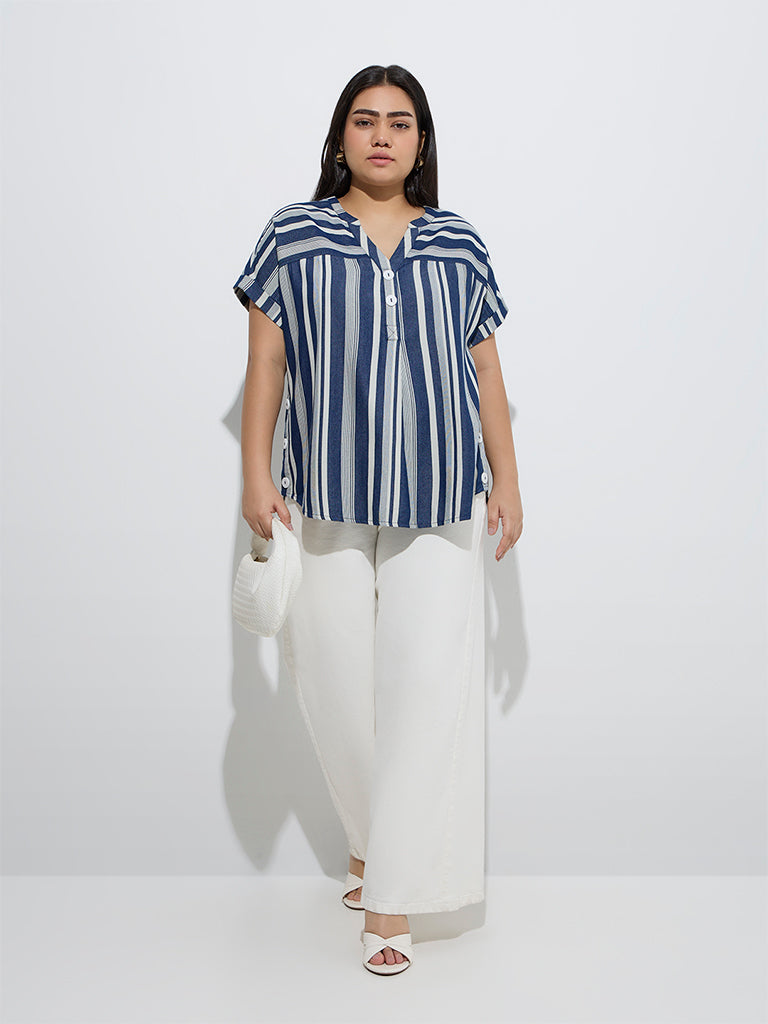 Gia Navy Striped Top