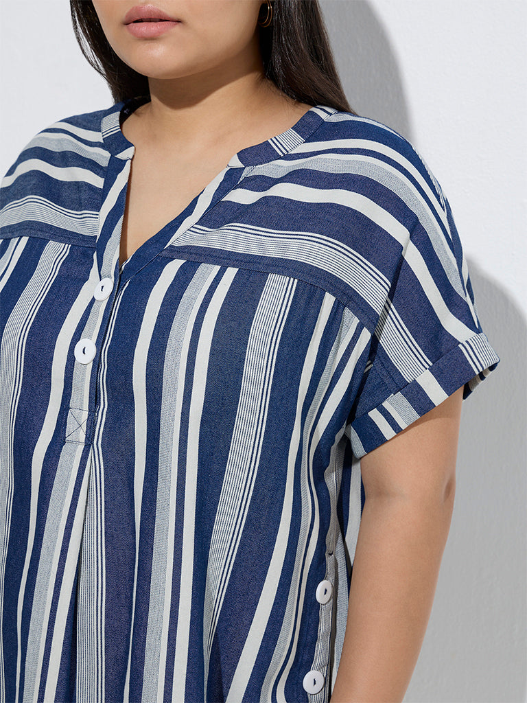 Gia Navy Striped Top - Image 3