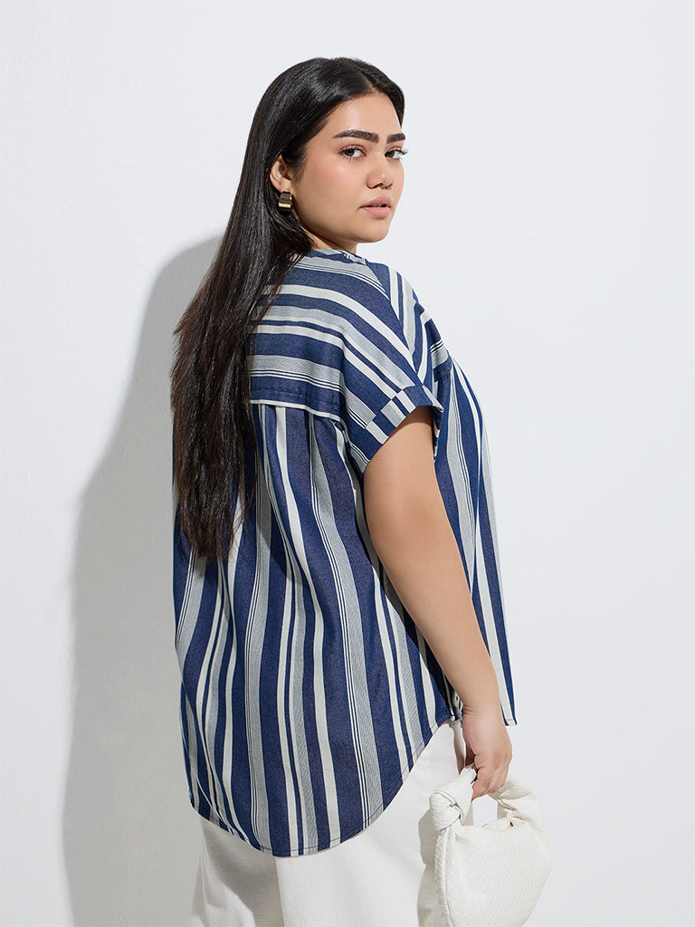 Gia Navy Striped Top - Image 4