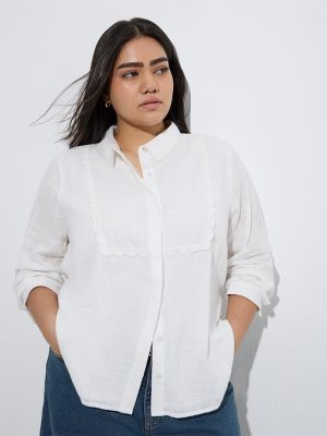Gia White Embroidered Cotton Shirt