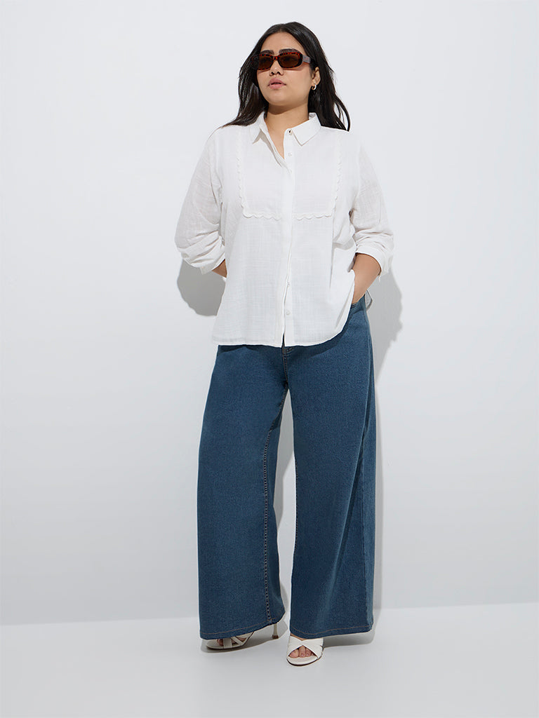 Gia White Embroidered Cotton Shirt - Image 2