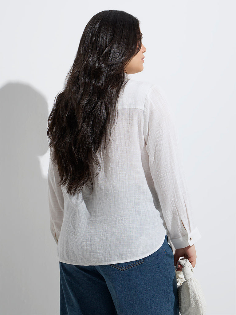 Gia White Embroidered Cotton Shirt - Image 4