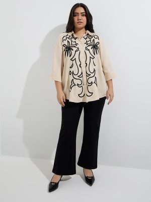 Gia Beige Embroidered Shirt