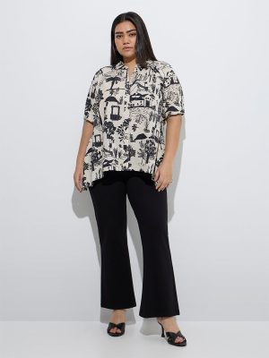 Gia Beige Scenic-Inspired Cotton-Blend Shirt