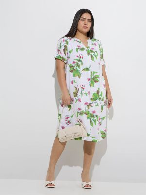 Gia Off-White Floral Patterned Straight Dress