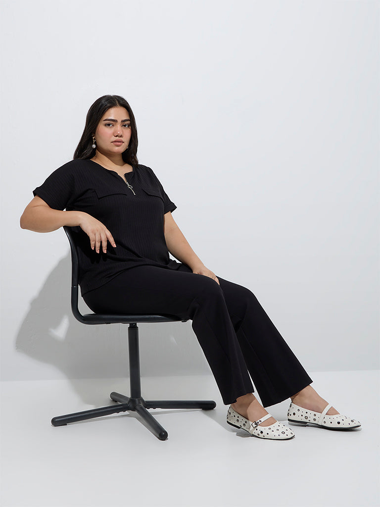 Gia Black Self-Striped Top - Image 2