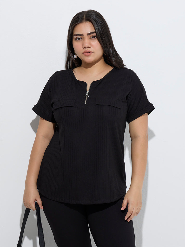 Gia Black Self-Striped Top - Image 3