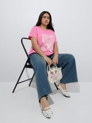 Gia Pink Printed Cotton T-Shirt