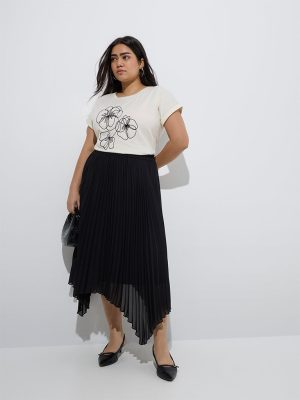 Gia Off-White Floral Design Cotton T-Shirt