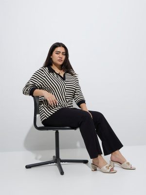 Gia Black Stripe Printed T-Shirt