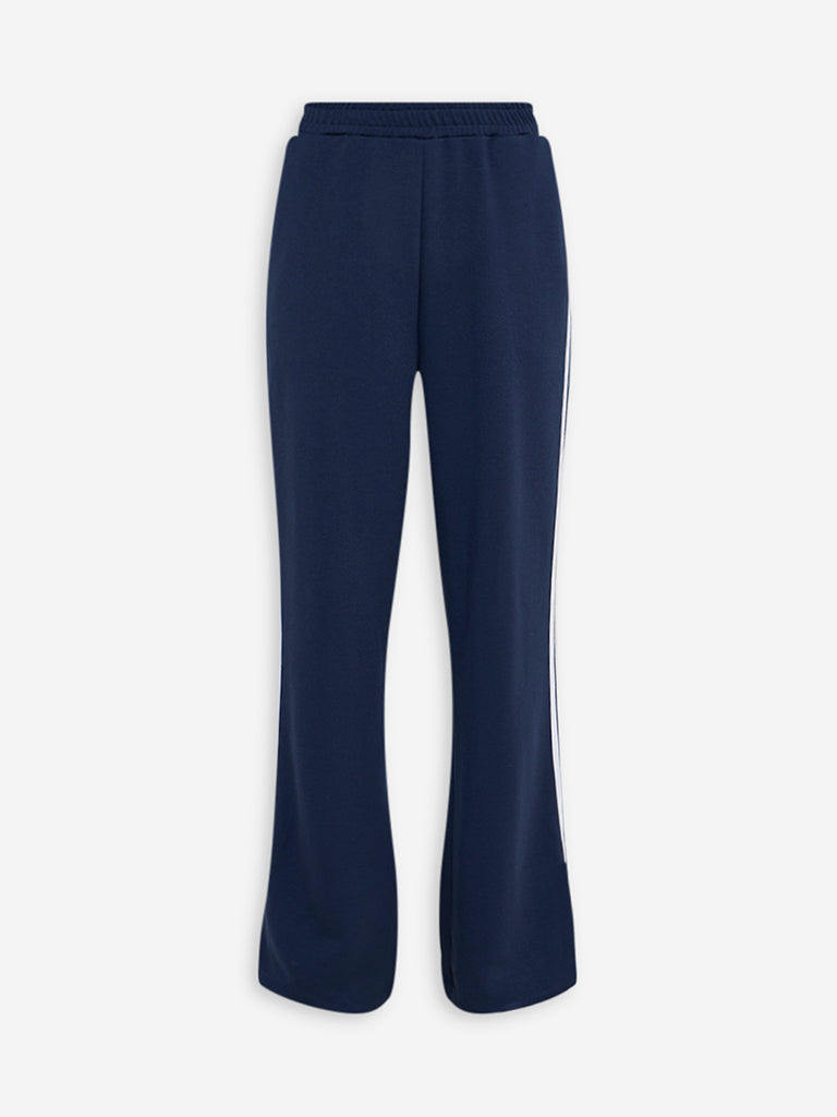 Studiofit Navy Stripe Detailed High-Rise Track Pants - Image 5