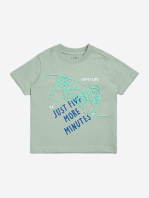 HOP Kids Sage Printed Cotton T-Shirt