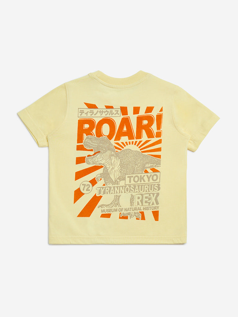 HOP Kids Yellow Animal Printed Cotton T-Shirt - Image 2
