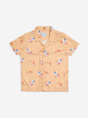 HOP Kids Orange Printed Shirt
