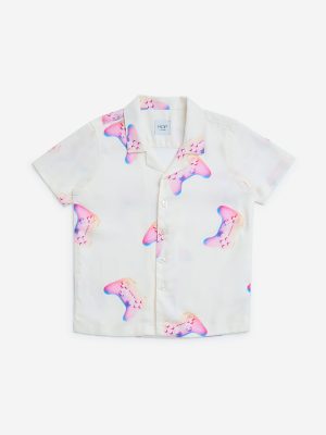 HOP Kids White Printed Shirt