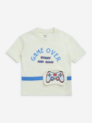 HOP Kids Off-White Graphic Design Cotton T-Shirt