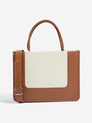 Westside Tan Colour-Blocked Tote Bag