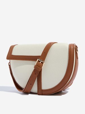 Westside White Textured Sling Bag