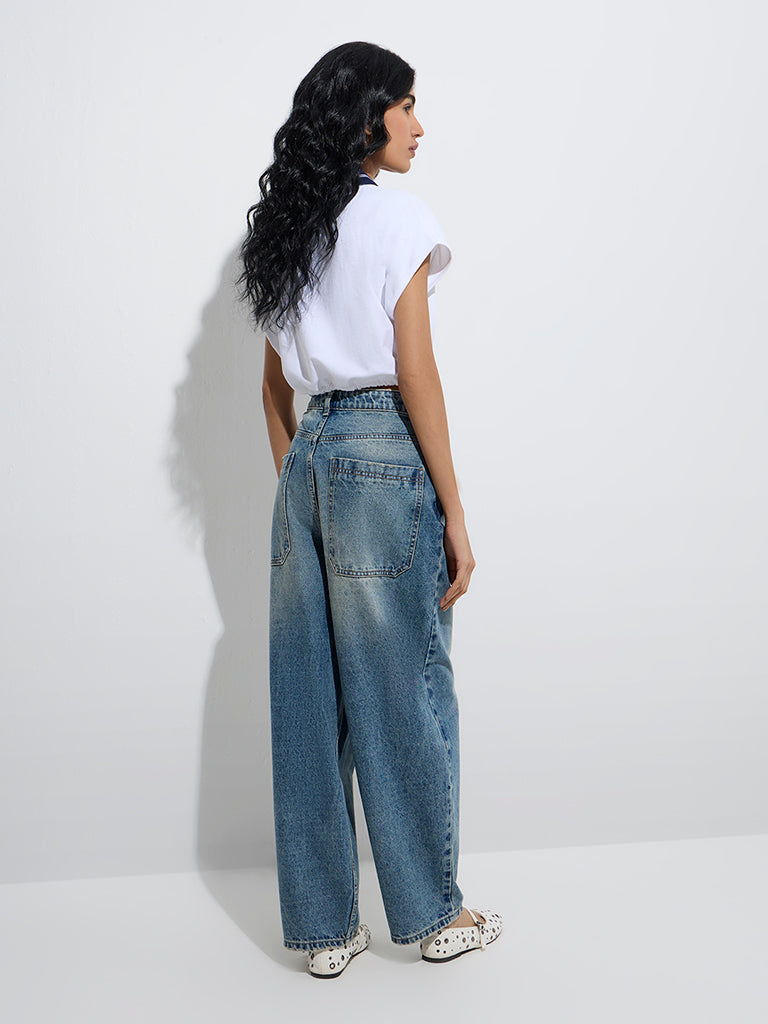 Nuon Light Blue Washed Mid-Rise Boyfriend Jeans - Image 5