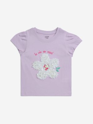 HOP Kids Lilac Floral Detailed Cotton Top