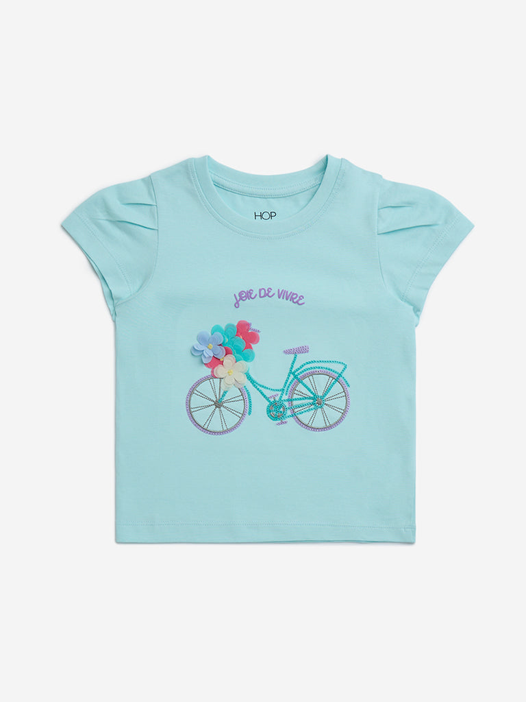 HOP Kids Aqua Cycle Detailed Cotton Top