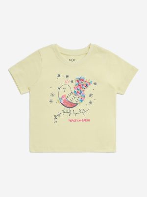 HOP Kids Yellow Bird Design Cotton T-Shirt