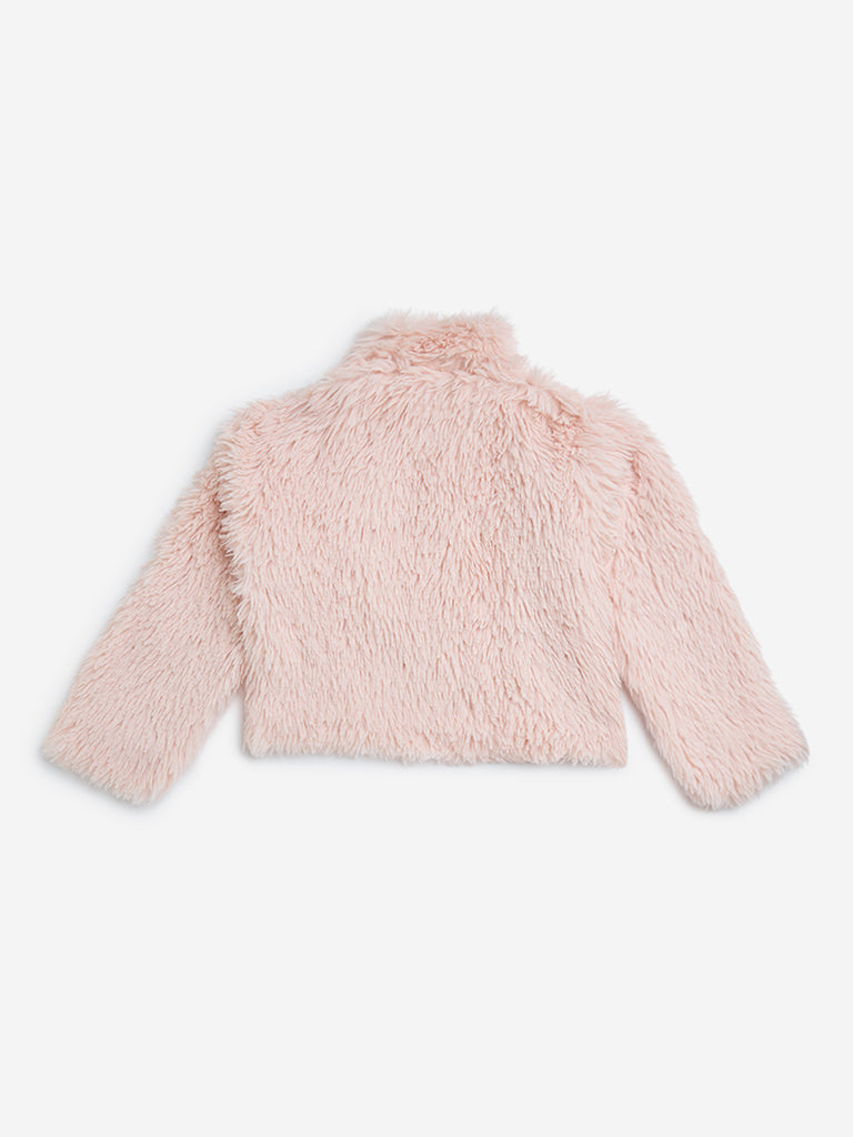 Y&F Kids Light Pink Faux Fur Jacket - Image 2